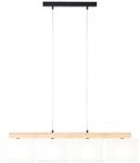 Lampe, Rayan Pendelleuchte 4flg Eiche Ge&ouml;lt/wei&szlig;, 4x A60, E27, 25w, Holz Aus