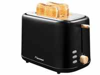 2-Scheiben-Toaster/Toaster – mit Croissant-Wärmer – 800 w – Schwarz/Holz -