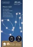 Lumineo Batterie Led Micro Lichterkette Strang 195 Cm 40 Lichter Warmwei&szlig;