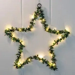 Led Fenster Silhouette Stern 30 Cm - Mit Buchsbaum Dekor - Weihnachts Deko