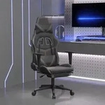 Vidaxl Massage Gaming Chair With Footrest Black&grey Faux Leather