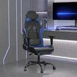 Vidaxl Massage Gaming Chair With Footrest Black&blue Faux Leather