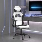Vidaxl Gaming Chair With Footrest White And Black Faux Leather