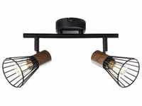 Lampe Manama Spotrohr 2flg holz dunkel/schwarz matt 2x D45, E14, 18W, geeignet für