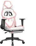 Gaming-stuhl Mit Massage & Fu&szlig;st&uuml;tze Wei&szlig; & Rosa Kunstleder Vidaxl