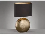 Fischer&honsel - Tischleuchte Foro, Keramikfu&szlig; Bronze Antik & Stoffschirm Schwarz