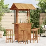 Outdoor-bartisch Mit Dach 113x106x217 Cm Akazie Massivholz Vidaxl