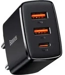 Schnellladeger&auml;t 2x Usb / Usb Type C 30w 3a Power Delivery Quick Charge Schwarz