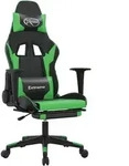 Gaming-stuhl Mit Massage & Fu&szlig;st&uuml;tze Schwarz & Gr&uuml;n Kunstleder Vidaxl