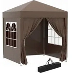 Pavillon 2x2m Wasserdicht, Pop-up Faltpavillon Mit 4 Seitenw&auml;nden, Abflussl&ouml;cher