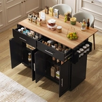 Servierwagen Mit Klappbarer Tischplatte, 120x46(70)x91 Cm, Schwarz, Mit Rollen...