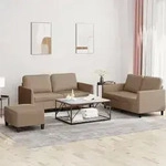 Vidaxl - 3-tlg. Sofagarnitur Mit Kissen Cappuccino-braun Kunstleder