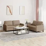 Vidaxl - 2-tlg. Sofagarnitur Mit Kissen Cappuccino-braun Kunstleder