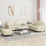 Vidaxl - 3-tlg. Sofagarnitur Mit Kissen Creme Kunstleder