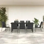 9-tlg. Garten-essgruppe Schwarz Stahl Und Textilene - Vidaxl