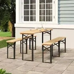 3-tlg. Biertisch-set Klappbar Massivholz Tanne - Vidaxl