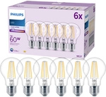 Philips Led E27 Standard Lampe (a60) Filament Klar 60 W Kaltwei&szlig;es Licht - 6 St&uuml;ck