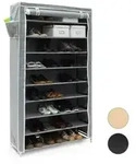 Relaxdays - Schuhschrank Valentin, Hxbxt:161x88x30cm, Stoffbezug, 10 Ablagen,