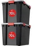 Luftdichte Kunststoff-aufbewahrungsboxen Mit Deckel, 70l, 2er-set, Schwarz,