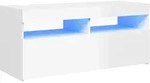 Vidaxl Tv Cabinet With Led Lights High Gloss White 90x35x40 Cm