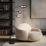 Stehleuchte Rauchglas Retro Bogenstehleuchte Wohnzimmer Stehlampe Schwarz Metall