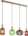 Pendellampe H&auml;ngeleuchte Esszimmerlampe, 4-flammig, Retro Designlampe, Bunte