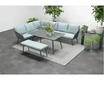 Exklusives Aluminium-rope-lounge Set 'miriam' Inkl. Tisch, Bank Und Kissen, Grau,