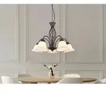 Pendelleuchte Rustica 5-flammig In Rostoptik Mit Glasschirmen, &Oslash; 60cm