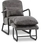 M Mcombo Sessel Mit Hocker F&uuml;r Wohnzimmer , Retro Vintage Relaxsessel Mit