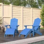 Vidaxl Garden Adirondack Chairs 2 Pcs With Footstools Hdpe Aqua Blue (2x318648)