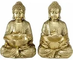 Boltze Gruppe - Buddha Dekofigur Sitzend Asia Skulptur Kunstharz Gold Feng Shui
