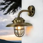 Licht-erlebnisse - Wandleuchte Au&szlig;en Messing Antik Ip64 Maritim E27 Au&szlig;enlampe