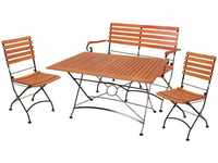 4 teilig Tisch Sitz Gruppe Eukalyptus Bank Stühle Garten Balkon Lounge Terrasse