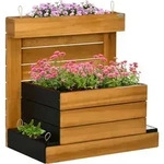 Outsunny Hochbeet Holz, Pflanzbeet Mit Selbstbew&auml;sserungssystem Fr&uuml;hbeet Gartenbeet