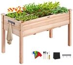 Mophorn - Vevor Hochbeet Holz Pflanzk&uuml;bel Mit Ablage Blumenkasten 100kg