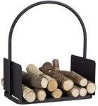 Kaminholzkorb Schwarz, Brennholzkorb Gro&szlig;, Holzwiege Kamin, Feuerholzkorb Metall,