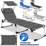 Sonnenliege Mit Dach Und Kopfkissen Anthrazit - Premium Polsterung Gartenliege