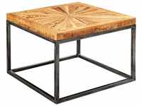 Couchtisch Mango Massivholz 55x40x55 cm Tisch mit Metallgestell, Wohnzimmertisch