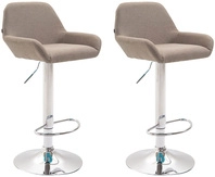 Clp - 2er Set Barhocker Braga Stoff Taupe Chrom