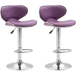 2er Set Barhocker Las Vegas Kunstleder Lila Chrom