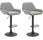 2er Set Barhocker Braga Stoff Grau Schwarz