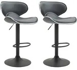 2er Set Barhocker Las Vegas Kunstleder Grau Schwarz