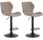 Clp - 2er Set Barhocker Cork Stoff Taupe Schwarz