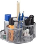 Relaxdays Stiftehalter, Metallgeflecht, 7 F&auml;cher, Drehbar, Rund, Kompakt, F&uuml;r