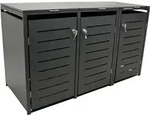 M&uuml;lltonnenbox 200x80x116cm F&uuml;r 3x Tonnen 120 Und 240 Liter, Stahl Anthrazit