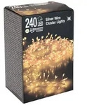 Silver Wire Cluster Lights - 240 Led / 2,4 M - Draht B&uuml;schel Lichterkette F&uuml;r
