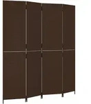 Paravent 4-tlg. Braun Poly Rattan Vidaxl