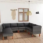 8-tlg. Garten-lounge-set Mit Kissen Poly Rattan Grau - Vidaxl