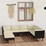 8-tlg. Garten-lounge-set Mit Kissen Poly Rattan Schwarz - Vidaxl