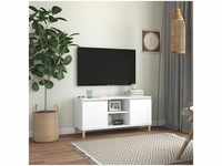 TV-Schrank，TV-Möbel mit Massivholz-Beinen Weiß 103,5x30x50 cm vidaXL